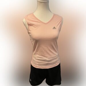 Under Armor shorts and Adidas shirt pink/black Small set